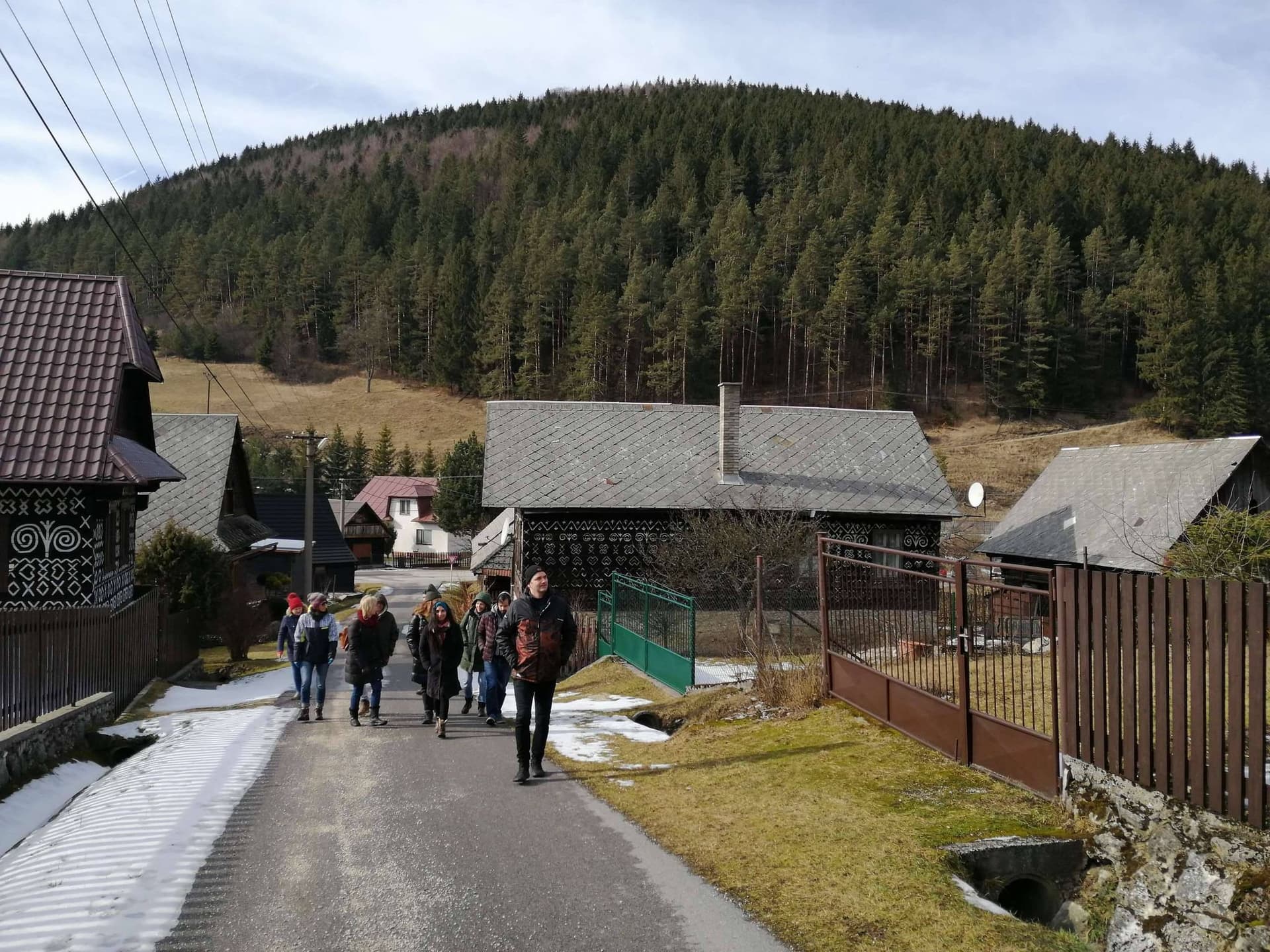 Group outside the cottage in Zazriva