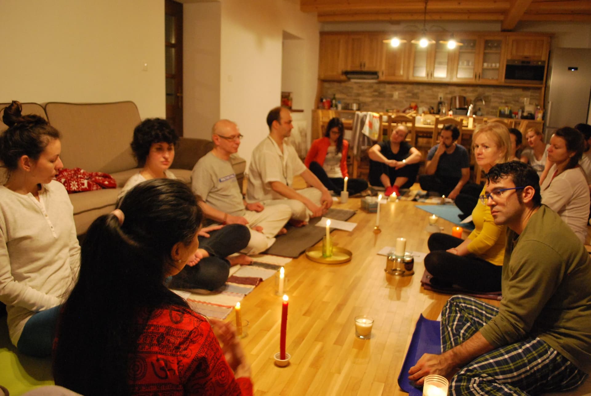 Evening candlelit meditation circle